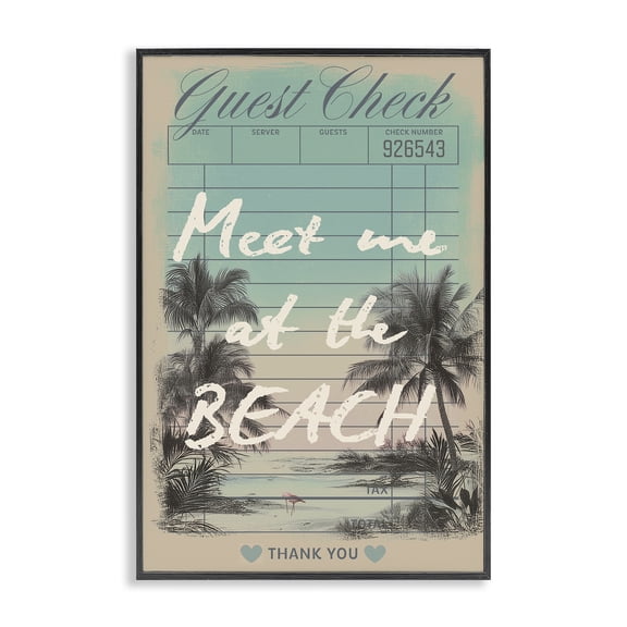 Stupell Industries Meet Me At Beach Check Black Framed Giclee Art, design by Annabelle Hall