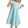 thumbnail image 1 of Wdgfv Robe Vintage Fille Années 50 Rétro Tournoyante Robe d'Occasion Spéciale Taille 6-14 Sans Manches Robe Enfant Bleu Clair 7T/120, 1 of 4