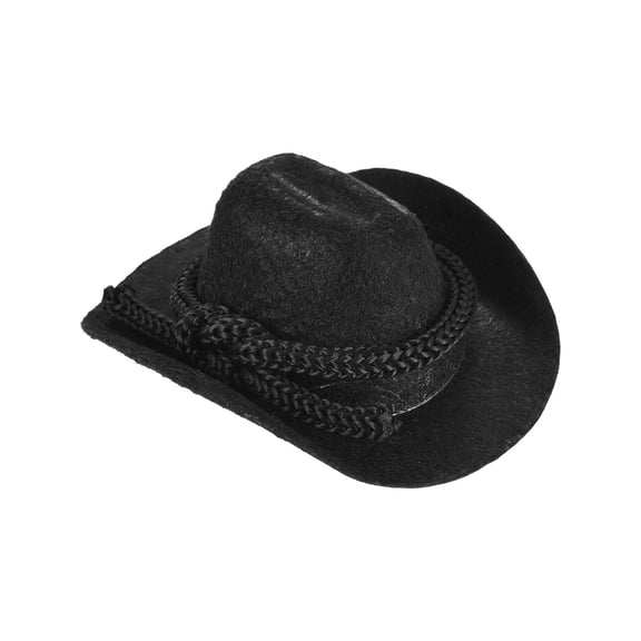 Uxcell Mini Cowboy Hats, Black Miniature Western Cowboy Hat Tiny Dollhouse Accessories for Crafts Dolls Wedding Party Dress Decoration Hair Accessories Snowman,2.6 x 2 x 1.2 Inch