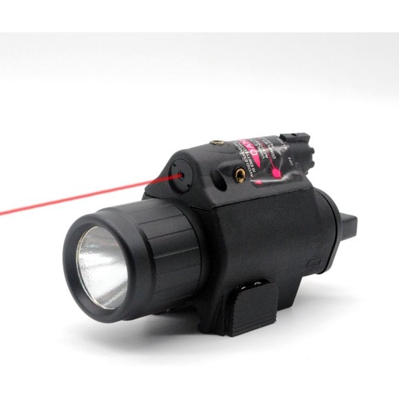 Lampe torche LED avec interrupteur à pression et rail Picatinny 20 mm Rouge