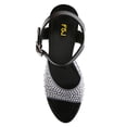 thumbnail image 3 of FSJ Women Sexy Rhinestones Transparent Ankle Buckle Strap Sandals Stiletto High Heel Open Toe Platform Pumps Shoes Size 8 Black, 3 of 4