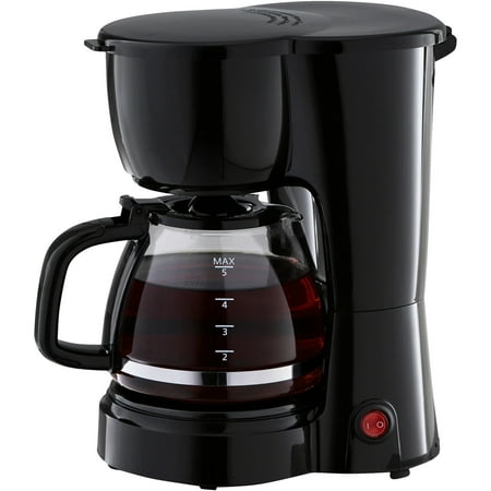 Mainstays 5 Cup Black Coffee Maker with Removable Filter (Best Coffee Maker For Dorm Room)