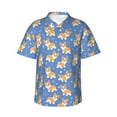 thumbnail image 2 of Goofa Corgi Hawaiian Shirt for Men, Unisex Summer Beach Casual Short Sleeve Button Down Shirts,Aloha Tropical Floral print shirt-3X-Large, 2 of 9