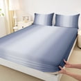 thumbnail image 3 of Homewish Gradient Deepblue White Full Size Sheets,Stripes Print Bed Sheets,Abstract Geometric Aesthetic Sheet Sets For Kids,Microfiber Bedroom Decor,4-Piece, 3 of 7