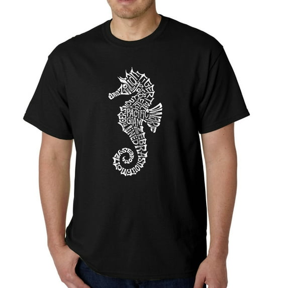 LA Pop Art Men's Word Art T-Shirt - Types of Seahorse
