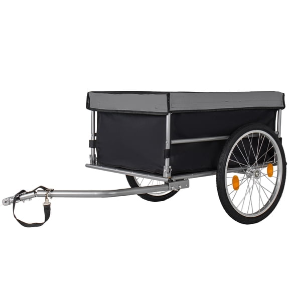 BOFANG Folding Bike Cargo Trailer 20in Wheels, Utility Cart for Groceries & Pets,Black