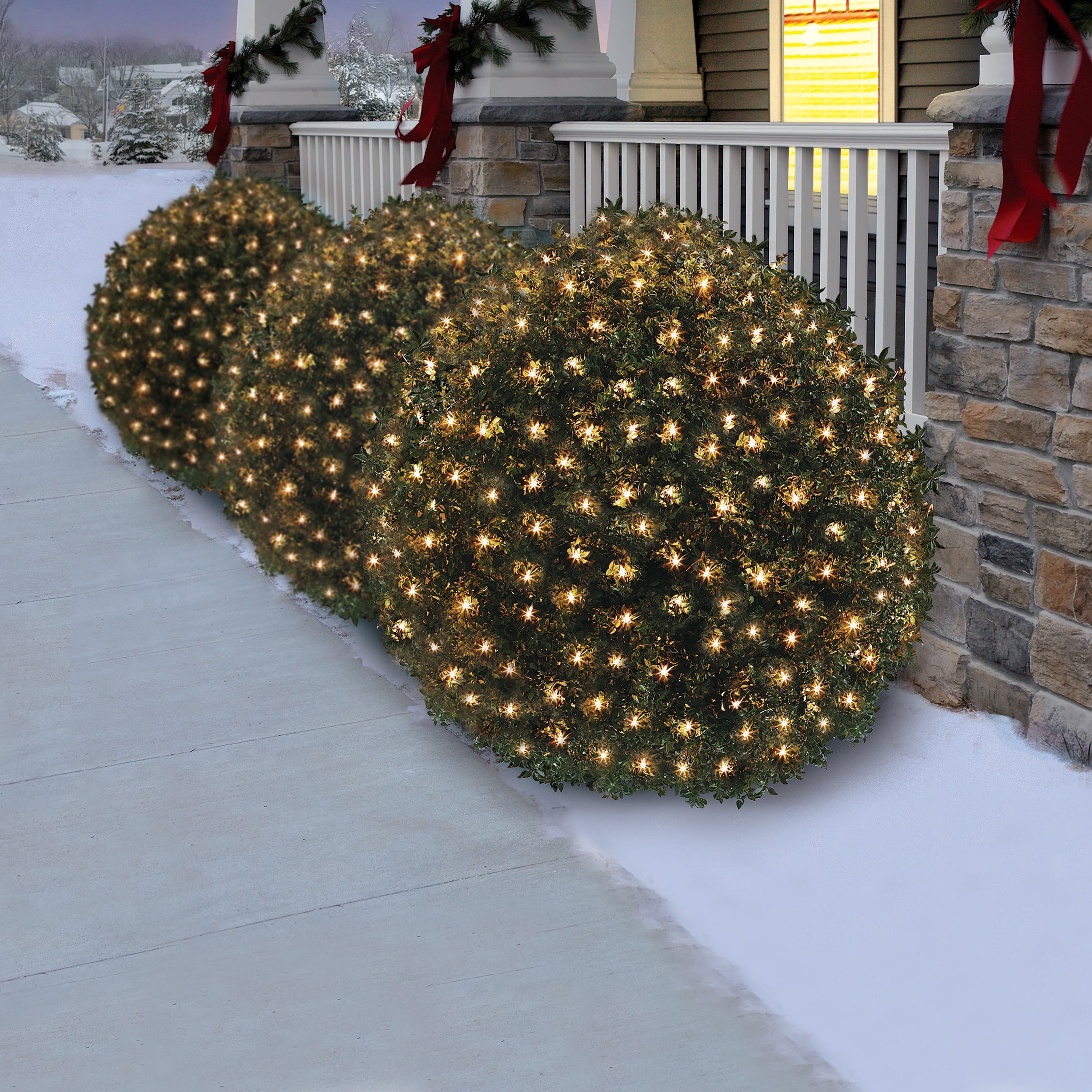 Indoor/Outdoor 200-Count LED High Density Christmas Net Lights, Warm White, Green Wire, 4' x 4', by Holiday Time
