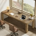 thumbnail image 3 of Finmind 79-Inch Two Person Desk for Home Office, Extra Long Desk Double Computer Table Large Writing Workstation, Light Brown, 3 of 8