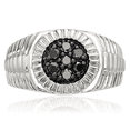 thumbnail image 5 of 925 Sterling Silver Mens Black Diamond Fashion Custom Engraved Signet Ring Handmade Personalized Monogram Initial Letter Band, 5 of 8