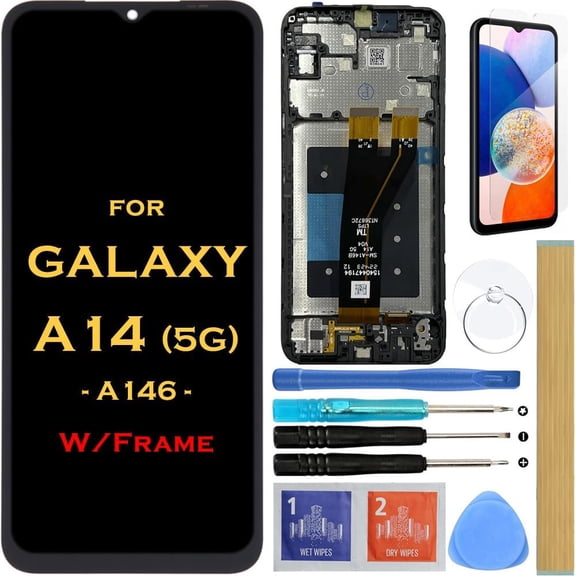 Screen Replacement LCD Display Touch Digitizer Assembly for Samsung Galaxy A14 5G A146 5G SM-A146 SM-A146U SM-A146U1 A146A A146W S146DL 6.6" (with Frame)