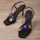 thumbnail image 5 of Correas de Tacón para Tacones Altos Mujeres Patente Diapositivas Hebilla Envolvente Floral Diamante Embellecido Esbelto Tacones Altos Vestido Sandalias, 5 of 9