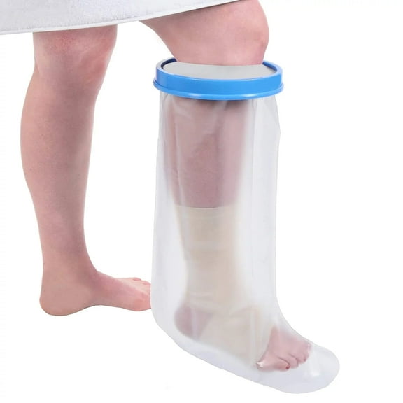 AMQTSLM Waterproof Leg Cast Cover for Shower,Reusable Cast Cover for Foot , Watertight Foot Protector for Broken Knee Foot Ankle Wound Burns, Transparent Half Leg Covers, 26"