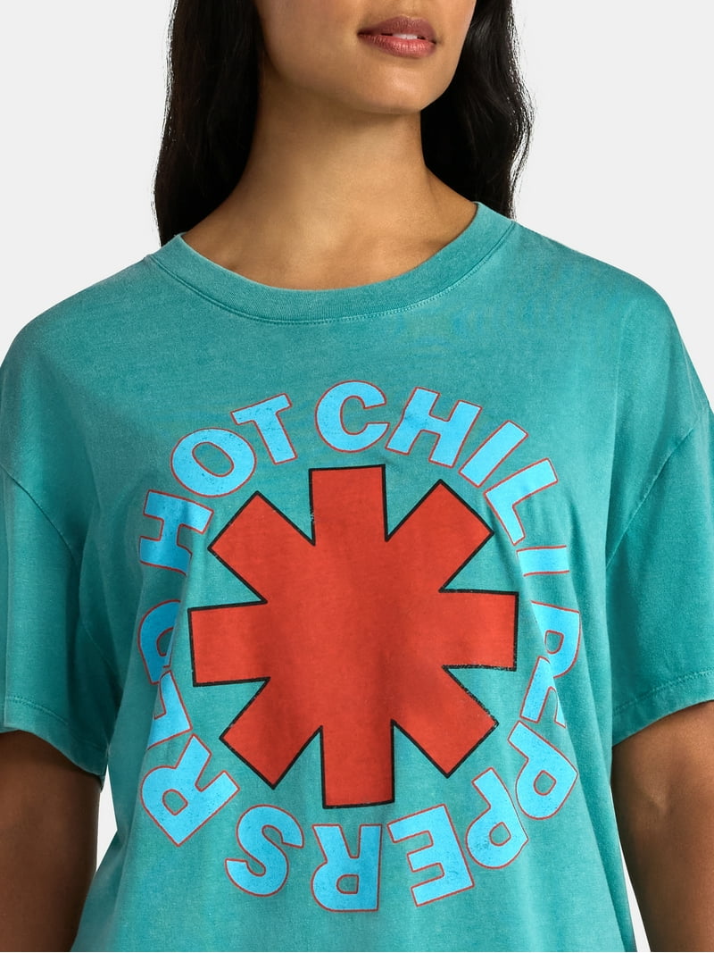 Red Hot Chili Peppers Women's Front Back Graphic Band Tee with