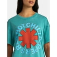 thumbnail image 4 of Red Hot Chili Peppers Women's Front Back Graphic Band Tee with Short Sleeves, Sizes XXS-XXL, 4 of 5