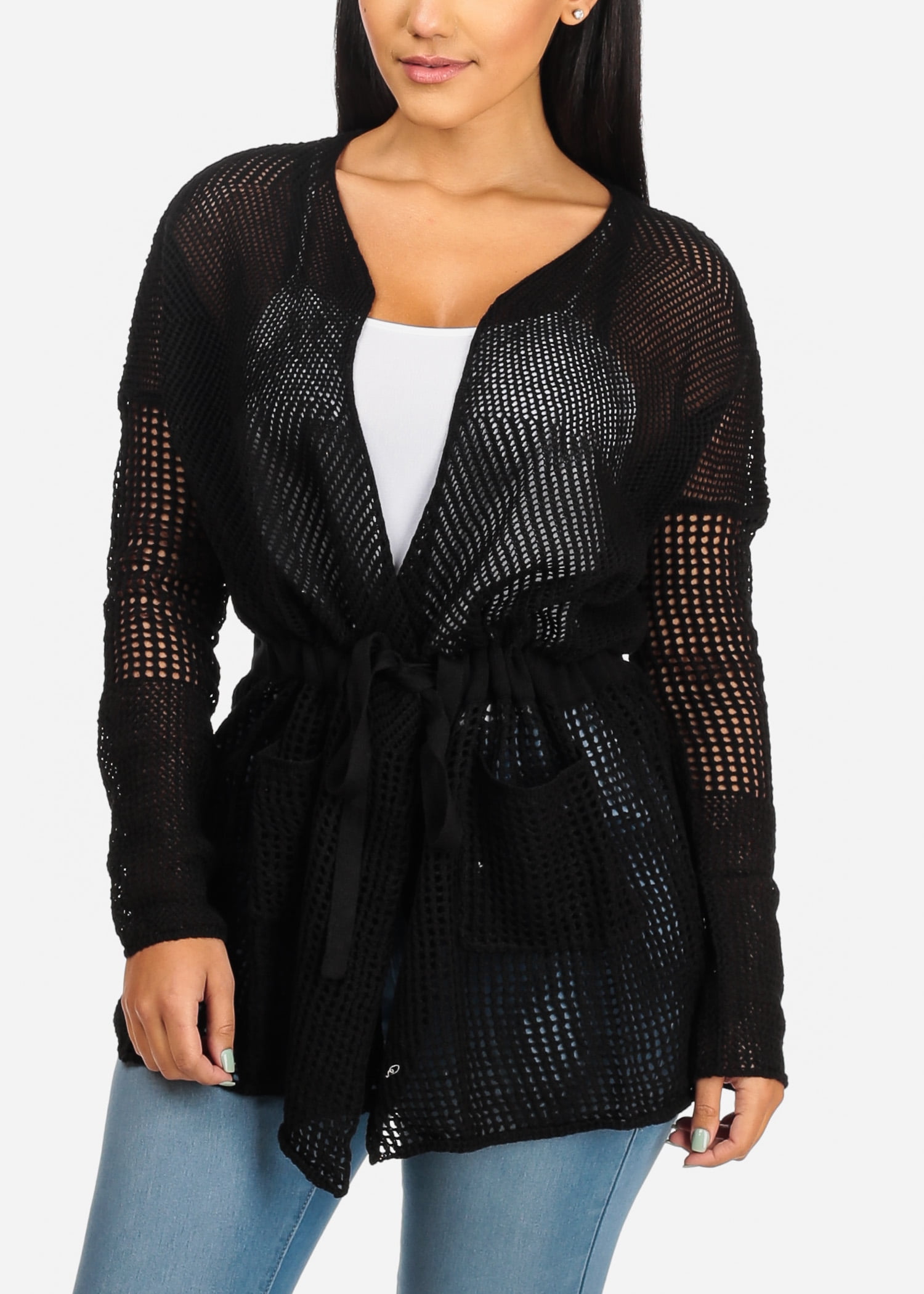 black see through cardigan