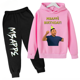 thumbnail image 3 of Conjunto de sudadera y pantalones con estampado de Mbappé para niños, primavera y otoño, ropa deportiva de 2 piezas para niños y niñas, ropa para niños, 3 of 5