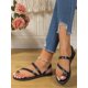 thumbnail image 5 of 1pair Black opean And American Style Plus Size Women's Pu Slipper With Double Strap, Open Toe, Anti-Slip Tpr Sole, Soft And Lightweight, Suitable F, 5 of 5