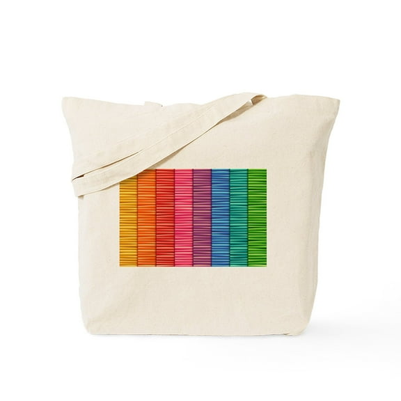 CafePress - Rainbow Striped Pattern Tote Bag - Unisex Canvas Tote Bag, Beige, 1-Piece