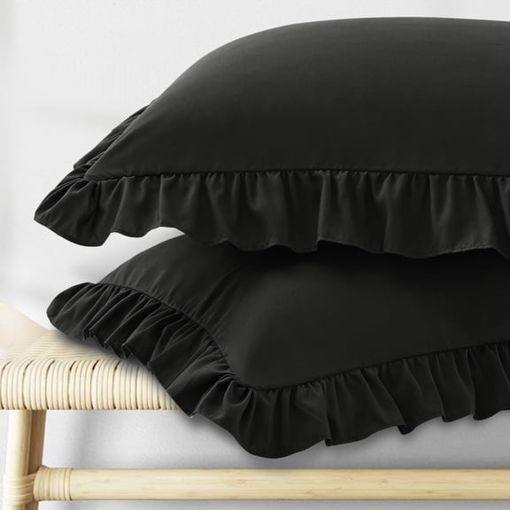2-pcs set of ruffled pillowcases standard size, suitable for bedroom pillowcases (excluding pillow core)