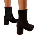 thumbnail image 2 of YOUYEDIAN Boots for Women Fall Winter Vintage Pointed Toe Casual Ankle Booties Block Heel Fashion Comfy Warm Shoes, 2 of 4