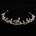 thumbnail image 4 of Tiara de Novia Macarena Princesa Rhinestone Perla Oro, 4 of 7