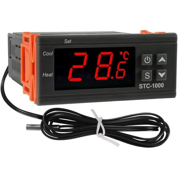 Treedix Digital Temperature Controller STC-1000 AC 10A DC110V-220V Digital LED Temperature Controller Heating Cooling Centigrade Thermostat 2 Relays Output with NTC Sensor Probe(110V/220V)