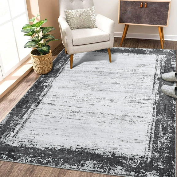Hasoo Rug Indoor Area Rug Modern, Easy Cleaning Carpet for Living Room, Gray, 8' x 10'