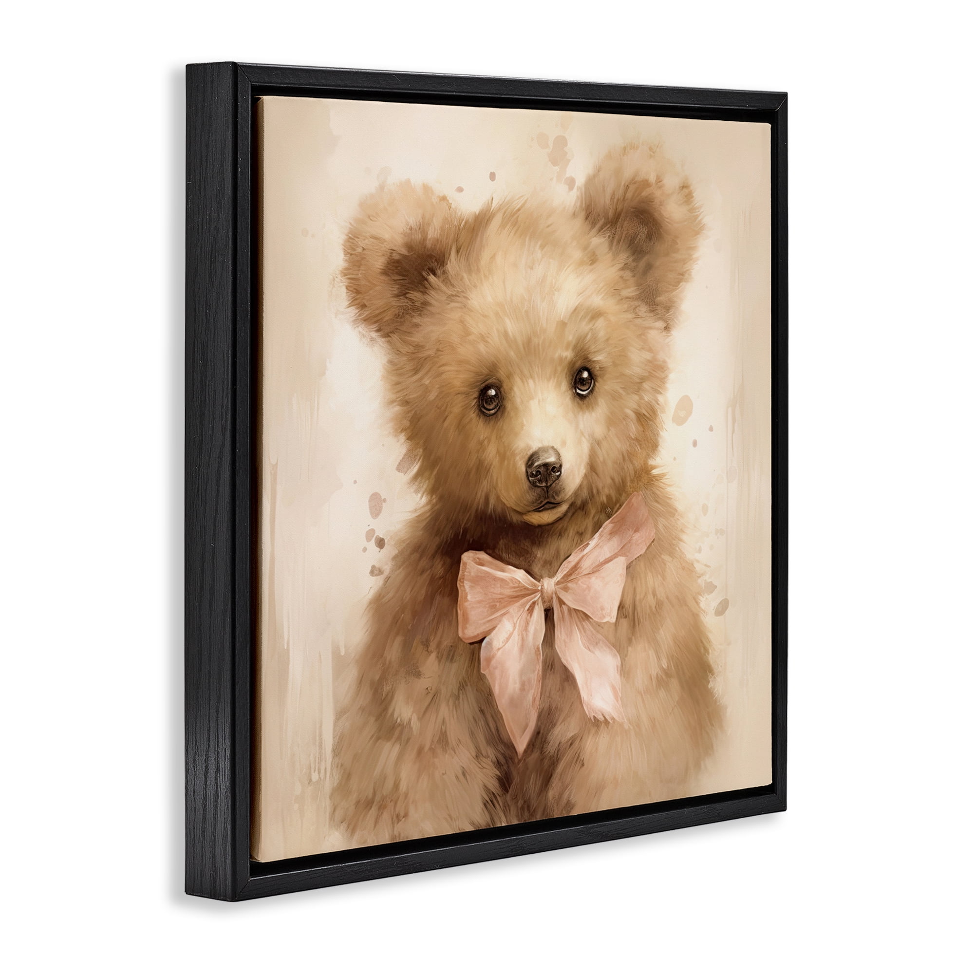 Stupell Industries Little Baby Bear Black Framed Floater Canvas Wall Art, design by Tina LeCour