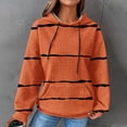 thumbnail image 2 of ShomPort Women's Fall Casual Hoodie Comfy Long Sleeve Striped Sweatshirt Hooded Pullover with Pockets, 2 of 6