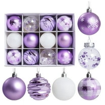 12Pcs Purple Christmas Balls, 2.36 Inch Shatterproof Velvet Finish Tree Ornaments, Plastic Hanging Decorative Balls for Xmas Tree Home Party Wedding Decorations