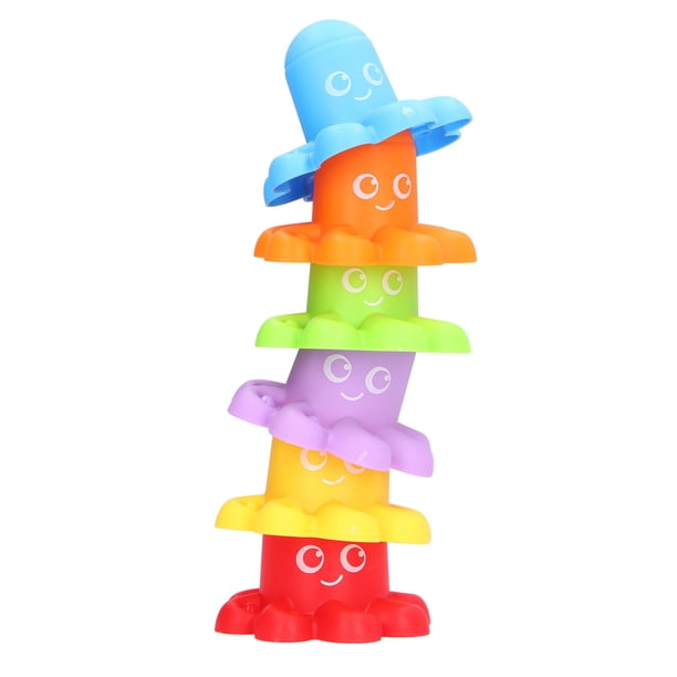 Juego de juguetes de tazas apilables, tazas apilables en forma de pulpo, juguete de baño infantil, juguete de taza anidada, diseño fácil de usar