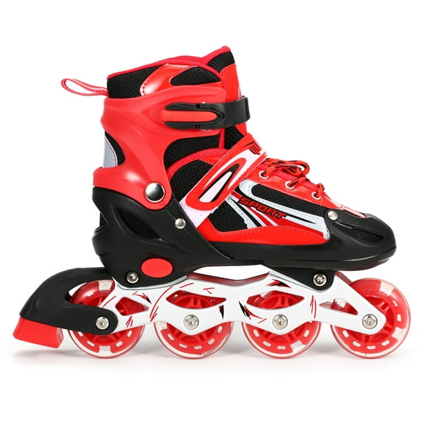 Size 8-11 Adjustable Inline Skates for Adult Men Ladies Teens Red 