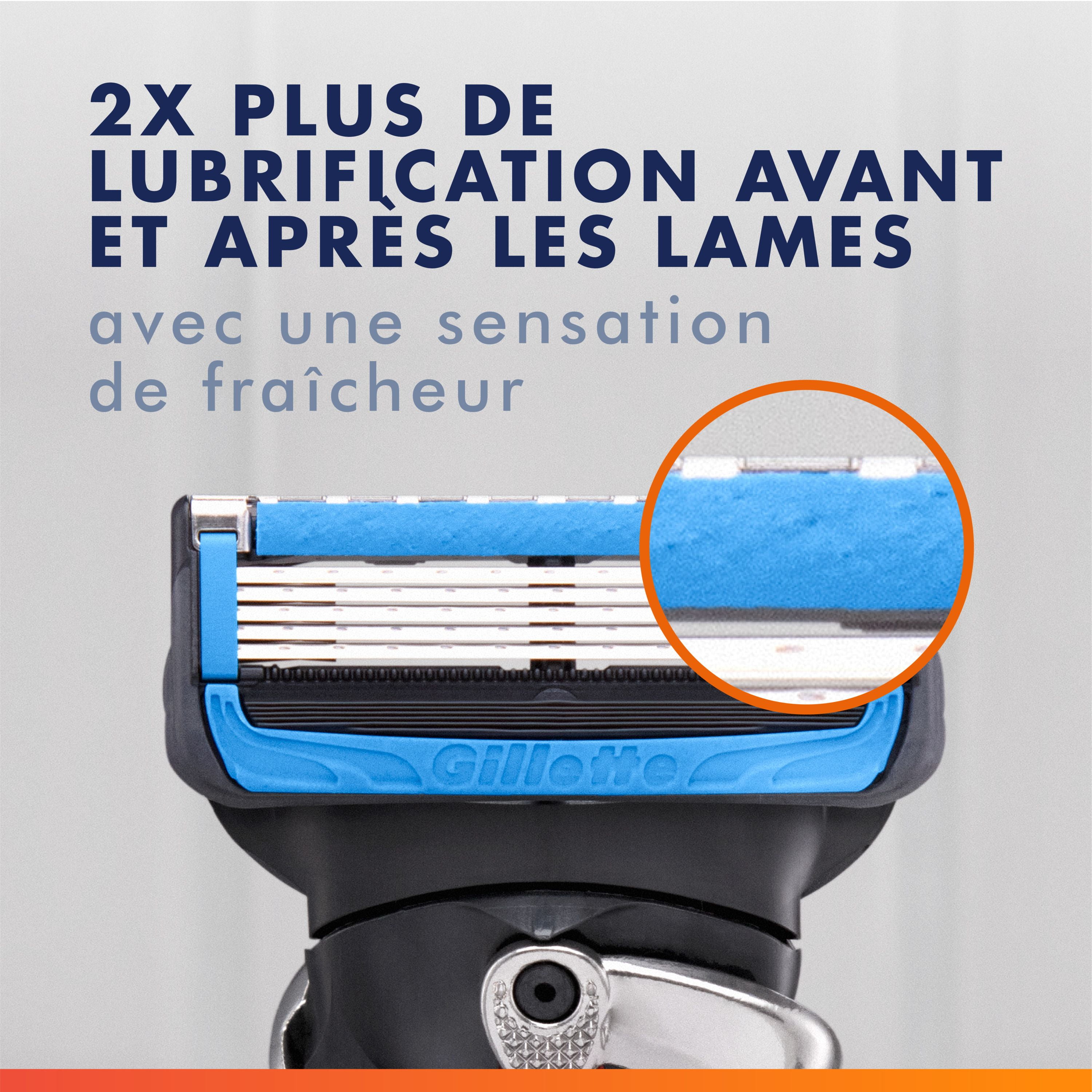 Cartouches de rechange de rasoir Gillette Fusion5 ProGlide Fraîcheur de rasoir pour manche de rasoir Flex-pivot, 5 lames de rasoir, 2x plus de lubrification rafraîchissante