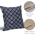 thumbnail image 3 of Navy Blue Floral Block Print Pillow Covers 16x16 Inch Set of 2, Vintage Flower Pattern Decorative Throw Pillowcases Outdoor Farmhouse Cushion Covers Spring Summer Rustic Sofa Couch Bed Decor, 3 of 5