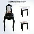 thumbnail image 2 of Costway Vanity Wood Makeup Dressing Table Stool Set Jewelry Desk Drawer Mirror Black, 2 of 10