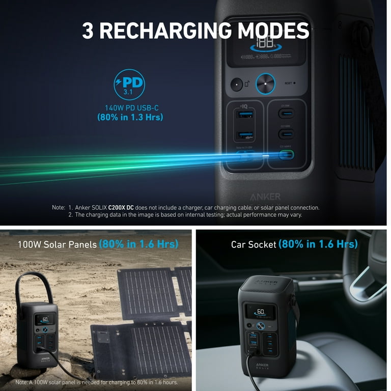 Anker SOLIX, Portable Power Station, C200X, 192Wh 200W Solar