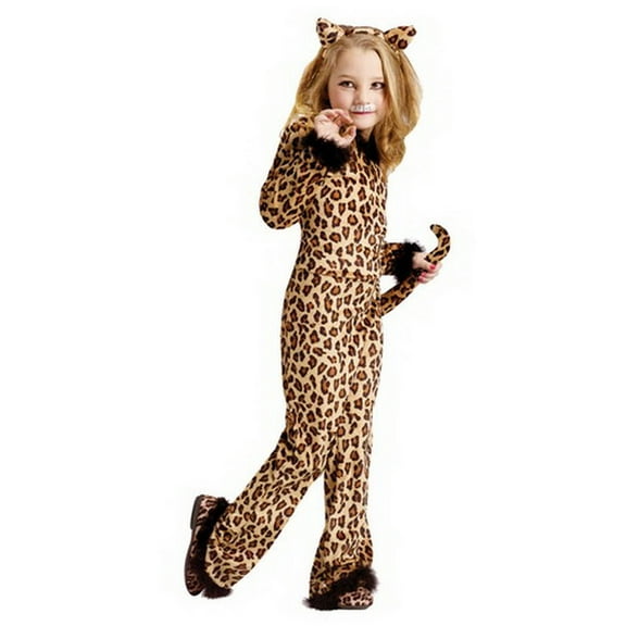 Fun World Girls' Pretty Leopard Jumpsuit Costume - Size 12-14