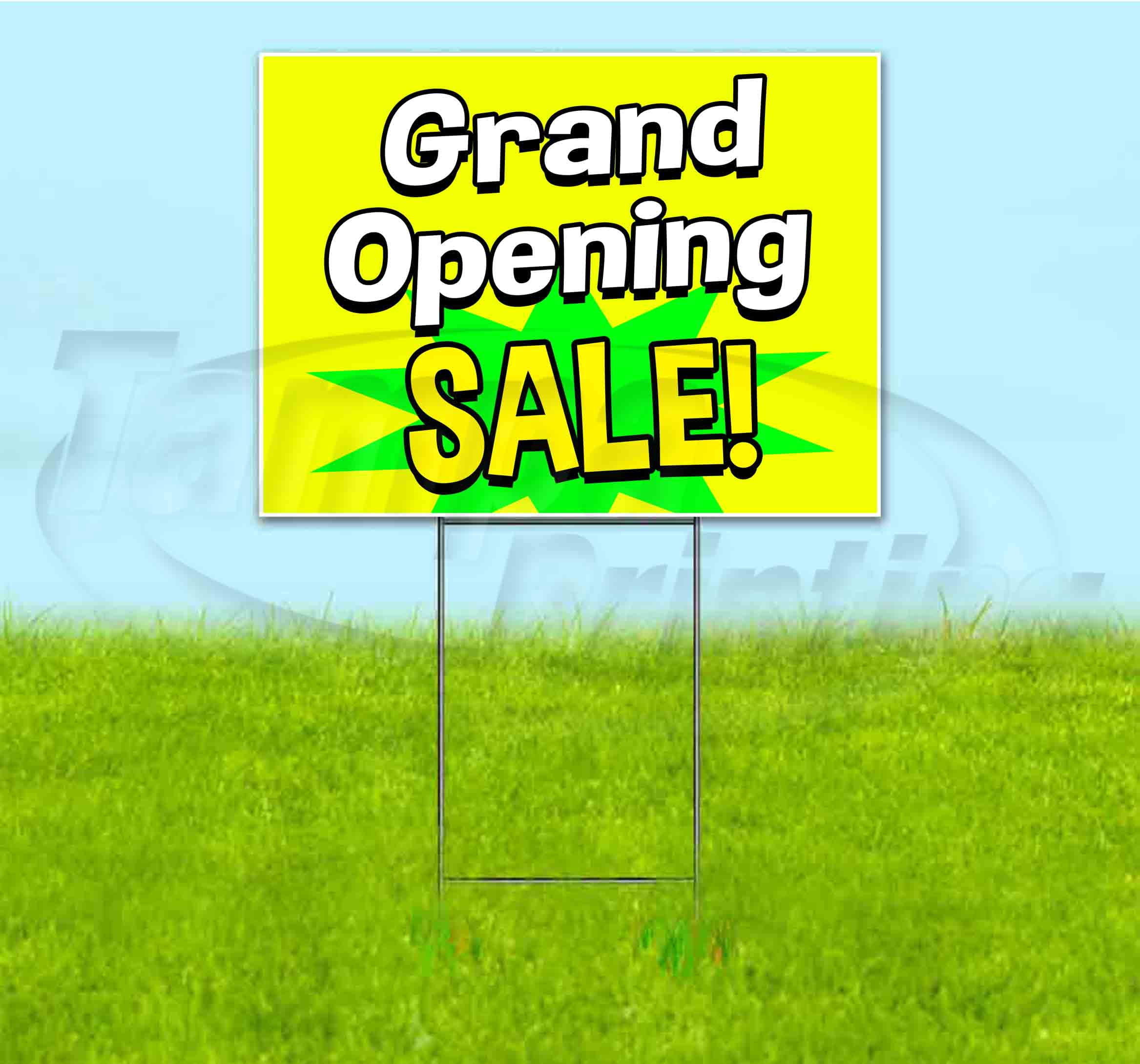 Grand Opening Sale (18" x 24") Yard Sign, Includes Metal Step Stake