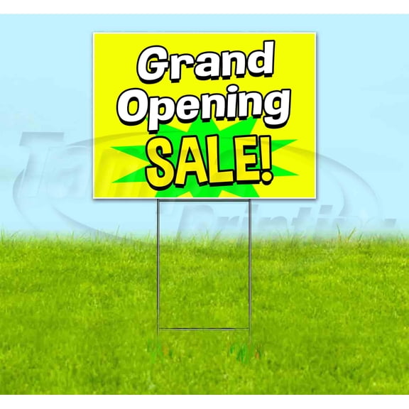 Grand Opening Sale (18" x 24") Yard Sign, Includes Metal Step Stake