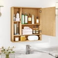 thumbnail image 4 of Costway Bathroom Wall Cabinet with Mirror, Single Door, 3 Open Shelves & Adjustable Shelf Natural, 4 of 10