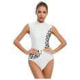 thumbnail image 3 of Choomomo Women One Piece Shiny Rhinestone Athletic Gymnastics Leotards Color Block Figure Ice Skating Costume White L, 3 of 6