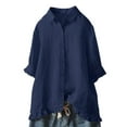 thumbnail image 1 of Frontwalk Women Tops Button Down Shirts Solid Color Blouse Office Comfy Tunic Shirt Ruffle Blue 5XL, 1 of 2