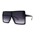 thumbnail image 2 of Flat Top Mobster Square Rectangle Oversize Plastic Sunglasses Black Smoke, 2 of 4