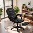 thumbnail image 1 of CazToi Silla de oficina ergonómica, silla de escritorio tapizada en cuero sintético negro con altura ajustable y brazos ajustables, 1 of 8