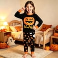 thumbnail image 2 of SJLDQY Halloween Girls Pajamas Pumpkin Graphic Long Sleeve Shirts Pants 2 Piece Hallowmas Pjs Sets Fall Winter Sleepwear Comfy Loungewear, 2 of 4