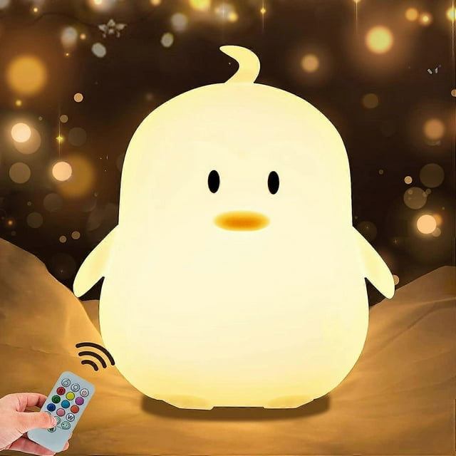 Penguin Lamp Night Light for Kids Baby Night Light with Color Changing & Dimmable Portable Small Rechargeable Night Light with Timer & Touch Control -