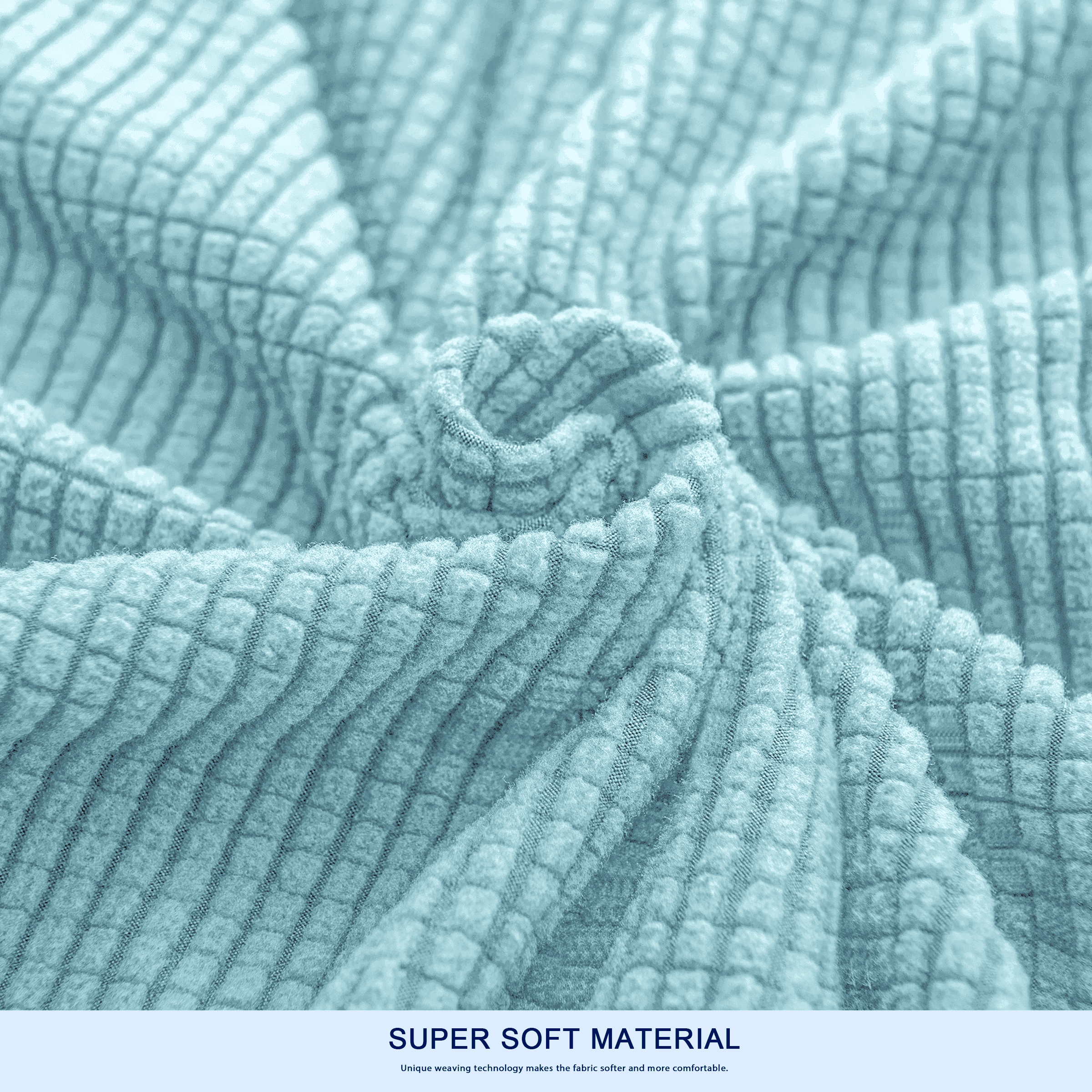 Subrtex Cushion Covers Separate Seat Stretch Textured Grid (2PCS, Light Blue)