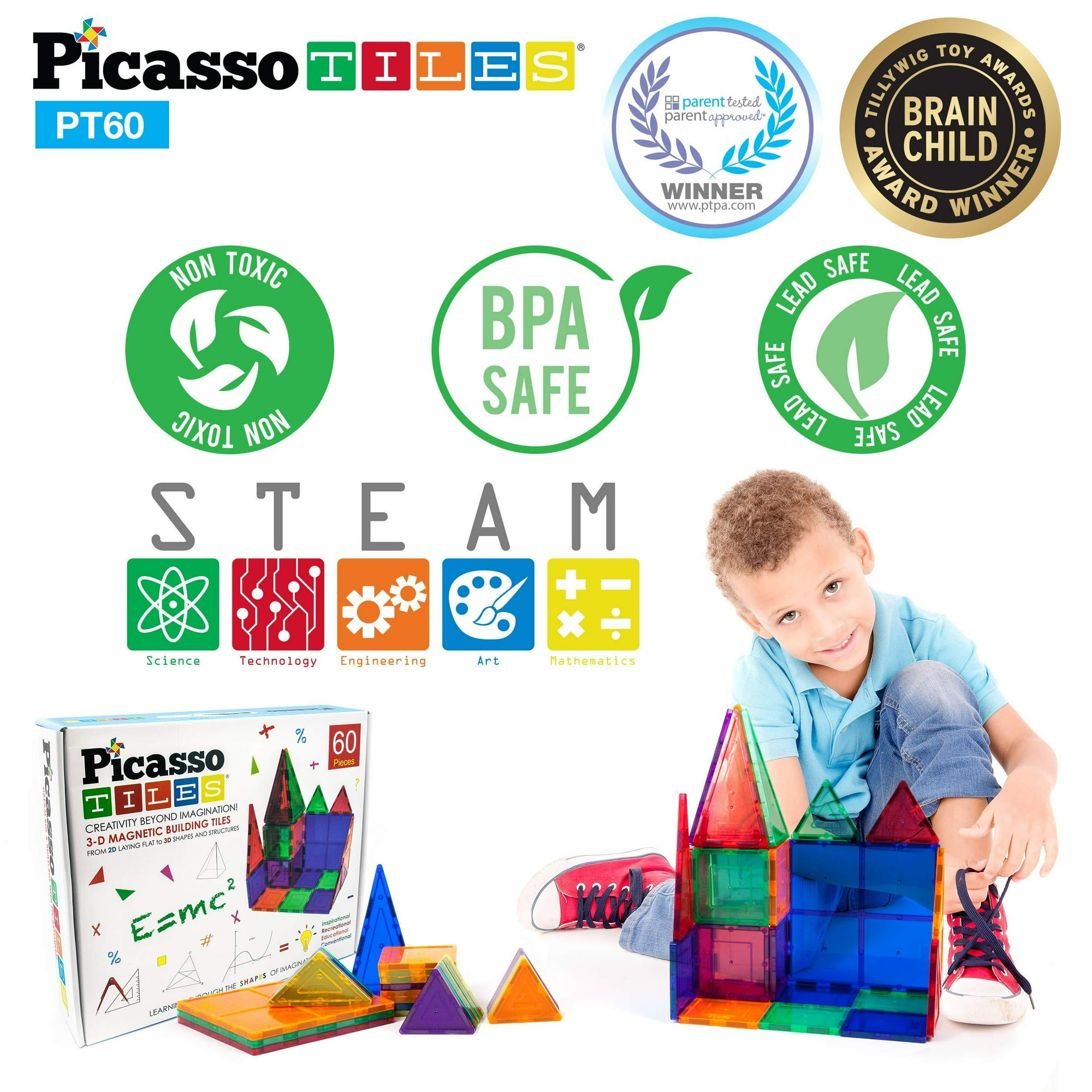 PicassoTiles 60 Piece Set 60pcs Magnet Building Tiles Clear Magnetic 3D Building Blocks Construction Playboards - Creativity beyond Imagination, Inspirational, Recreational, Educational, Conventional - Walmart.ca PicassoTiles 60 Piece Set 60pcs Magnet Building Tiles Clear Magnetic 3D Building Blocks Construction Playboards - Creativity beyond Imagination, Inspirational, Recreational, Educational, Conventional - Walmart.ca