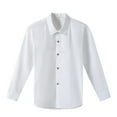 thumbnail image 2 of Babcutegg Boys and Girls School Uniform Long Sleeve Lapel Tops Soild Color Tee for Boys and Girls White Size 14, 2 of 4