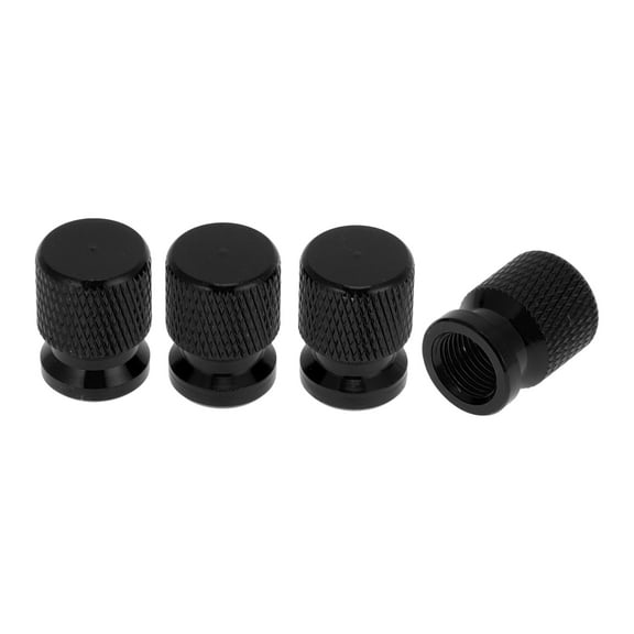 Unique Bargains 4 Pcs Mesh Pattern Tire Valve Stem Caps Decorative Tyre Valve Dust Covers Aluminum Alloy Black 16mm
